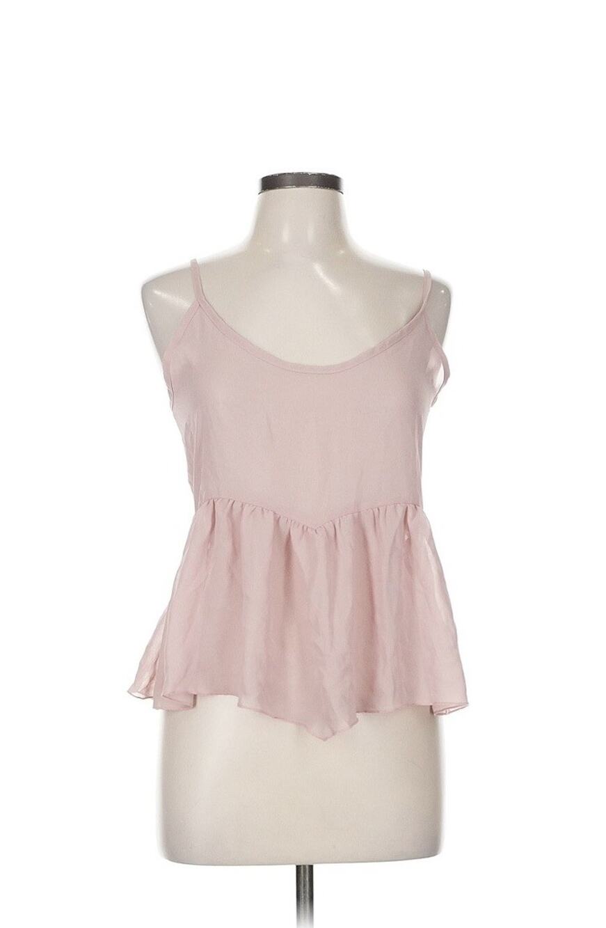 Abound Pink Sheer Peplum Cami Tank Top Women's Size M Boho Chiffon Blouse